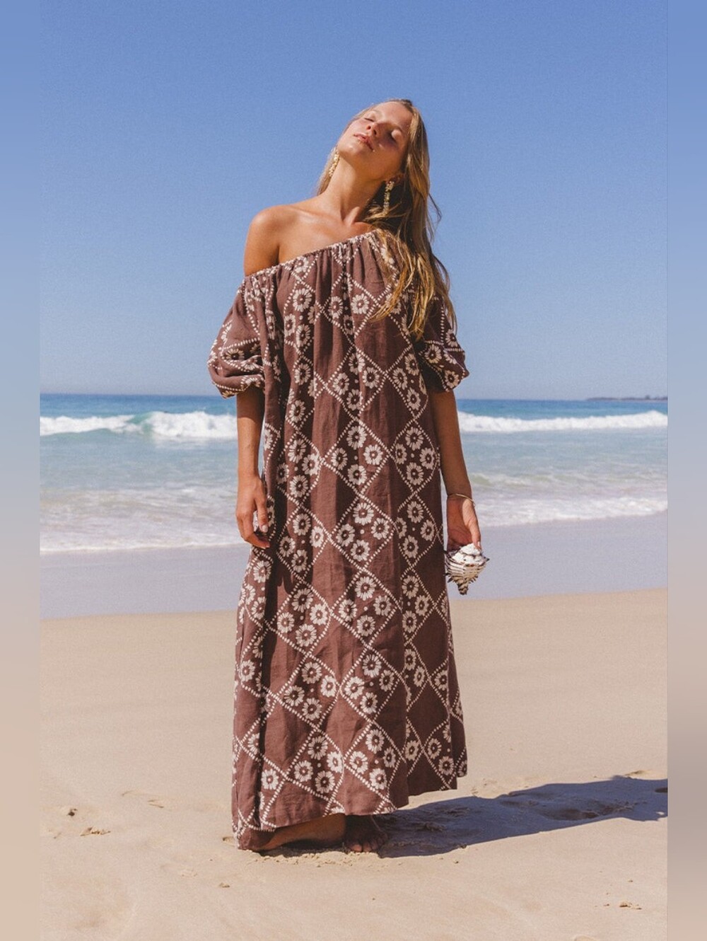 Daughters of India dahlia dress in maple, maxi length, small